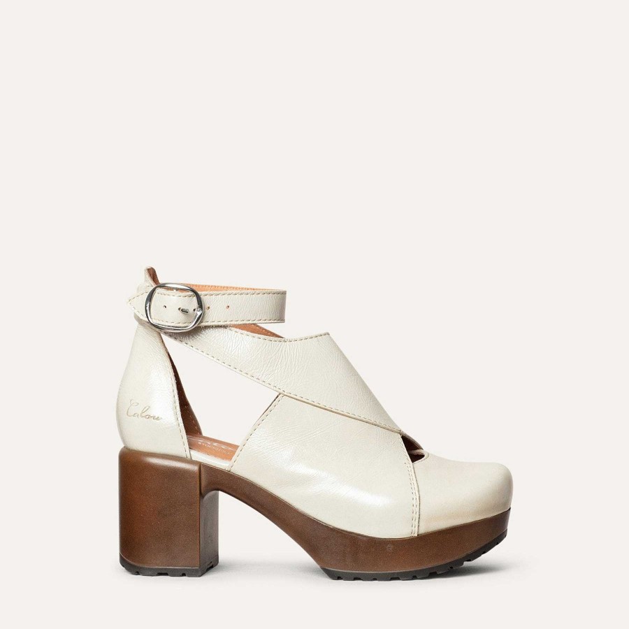 Calou Bea White Patent Clog Shoe | Pehmeat Korkokengat