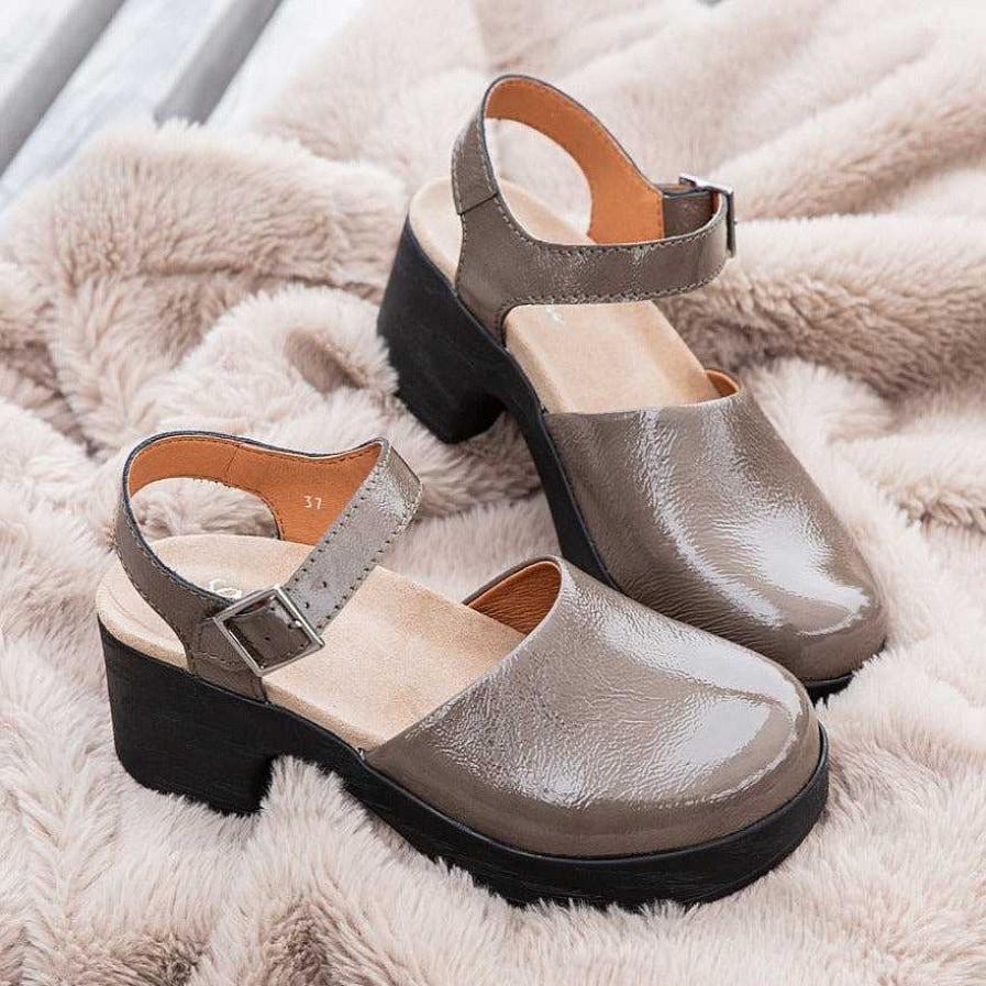 Calou Dolores Clog Patent Grey | Puukokset Toissa